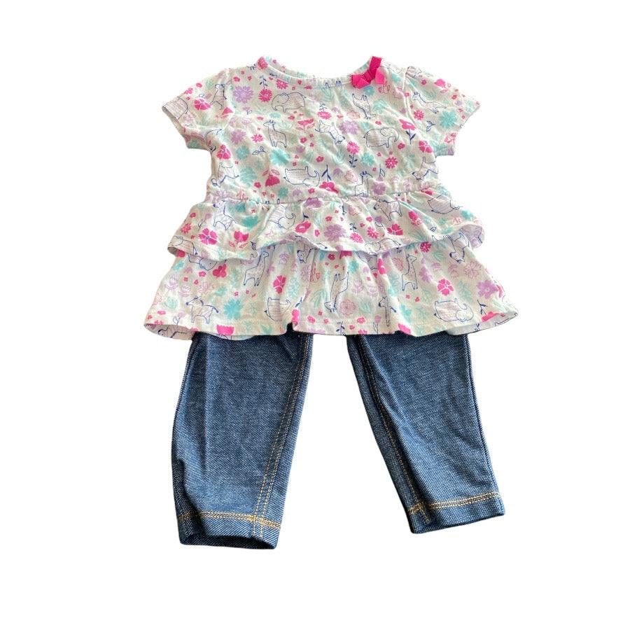 Girls' Jegging and Ruffle Tee Set 12M