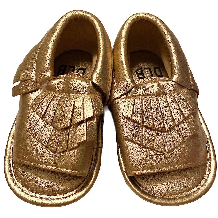 Gold Toddler Tassel Non-Slip Rubber Sole Sandals 2Y