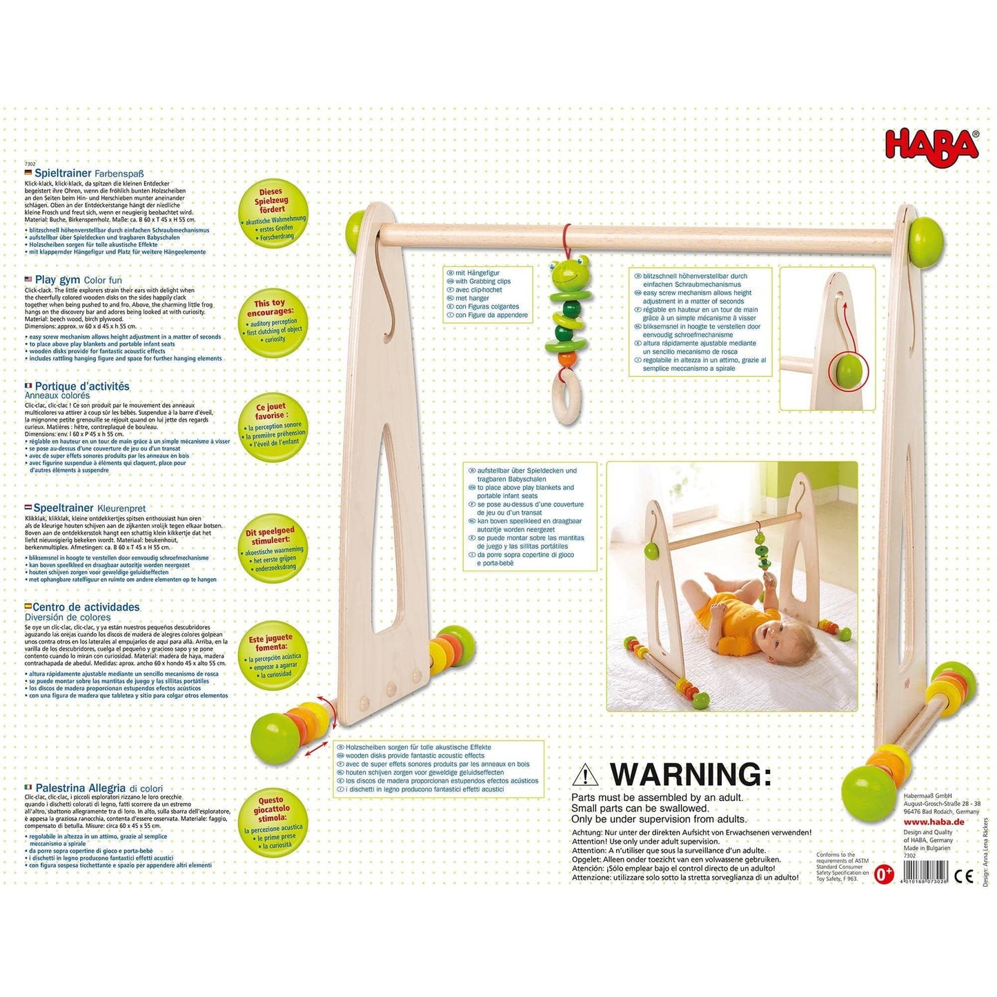 HABA Color Fun Play Gym Activity Center Wooden Baby