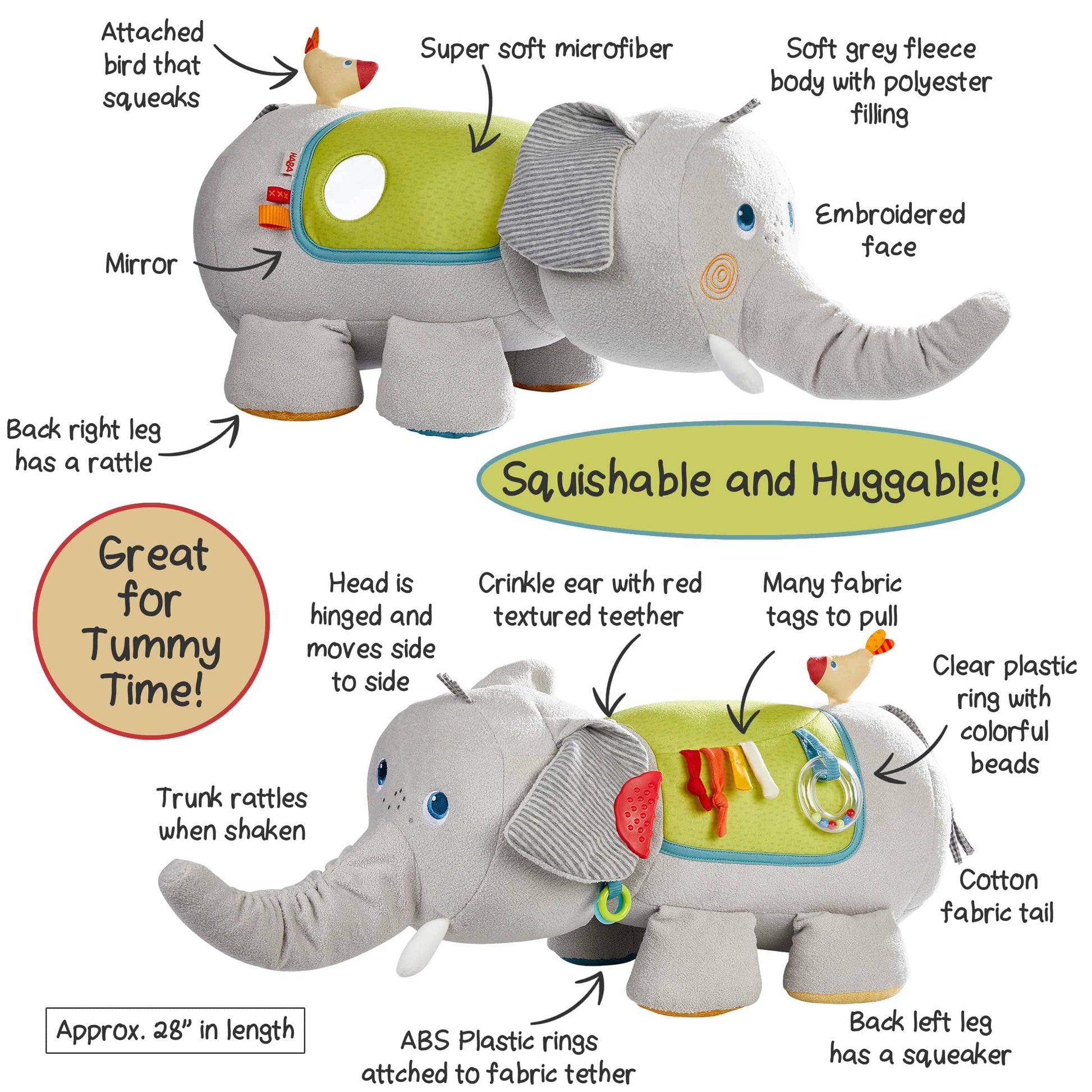 HABA Elephant Discovery Pillow Plush Baby