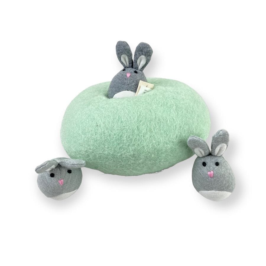 Lovevery bunny burrow with 3 bunnies