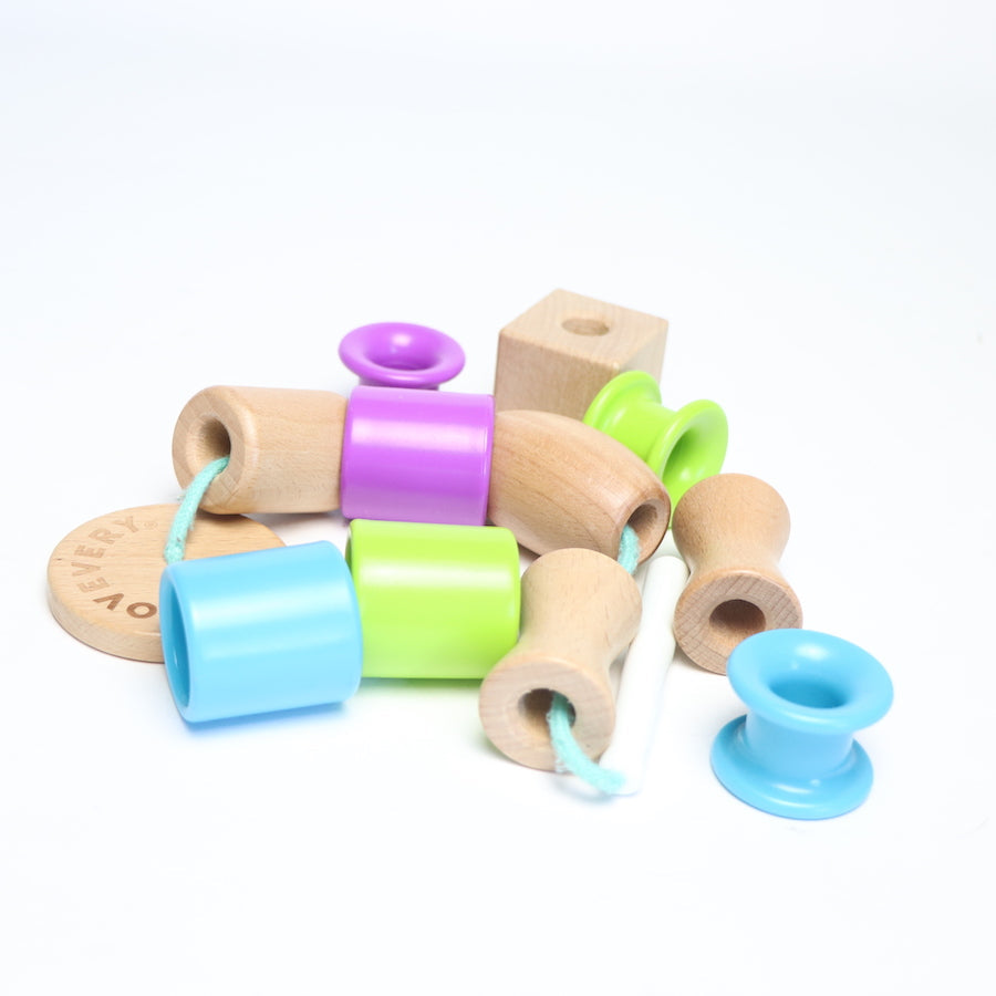 Lovevery Lacing Beads, Wooden Coin Bank and Nesting Cups