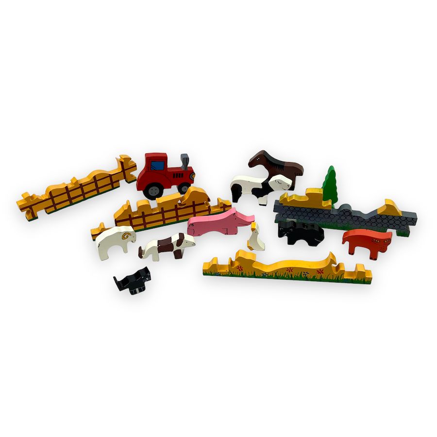 Mini Wooden Farm Animals Play Set Toys