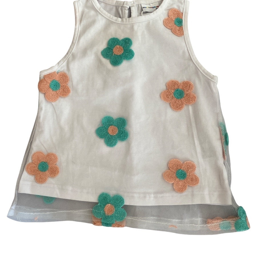 Mud Kingdom Sleeveless Flower Top 2T