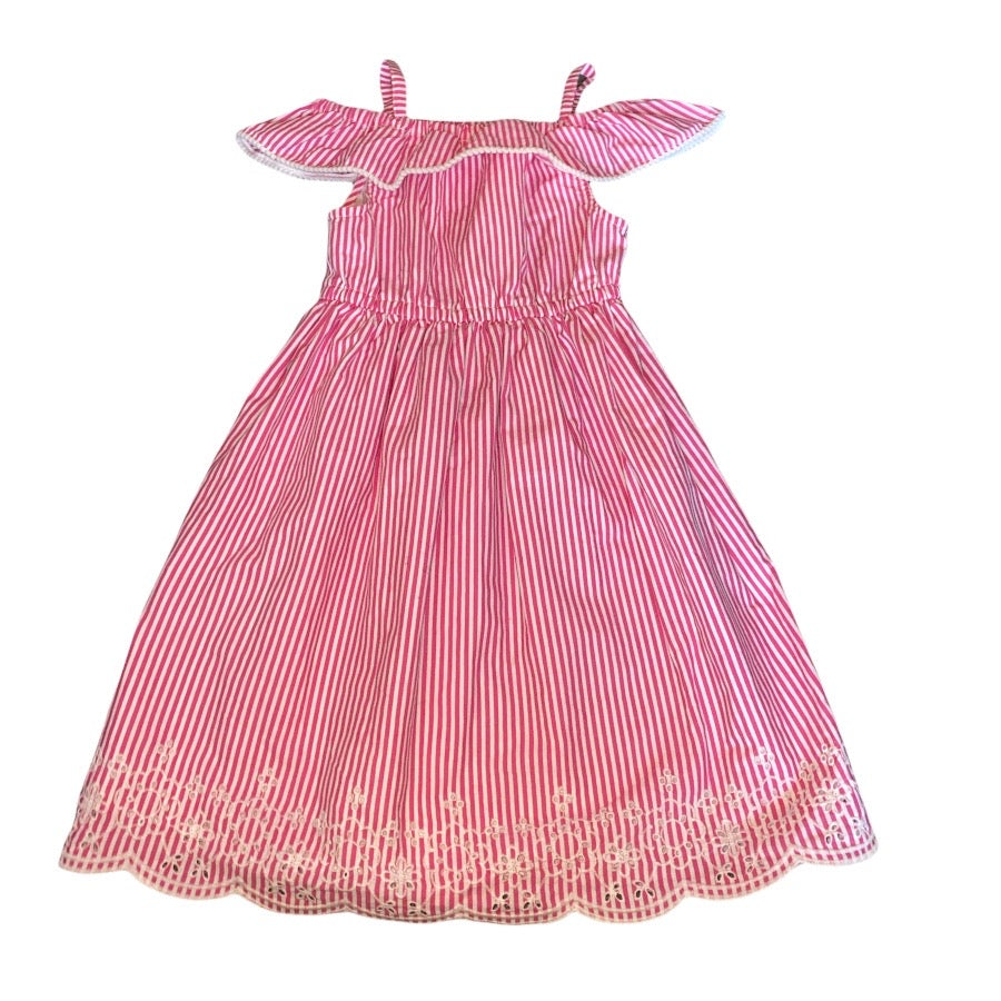 Pink and White Striped Dress 6X