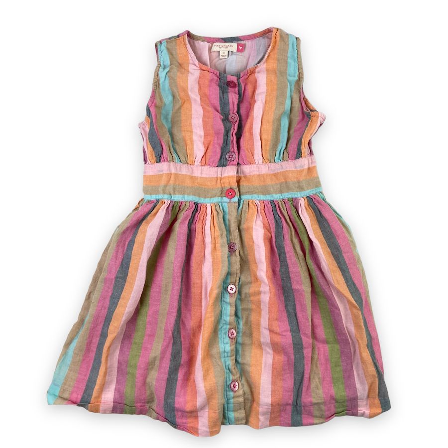 TOYCYCLE - Pink Chicken New York Striped Dress 8Y