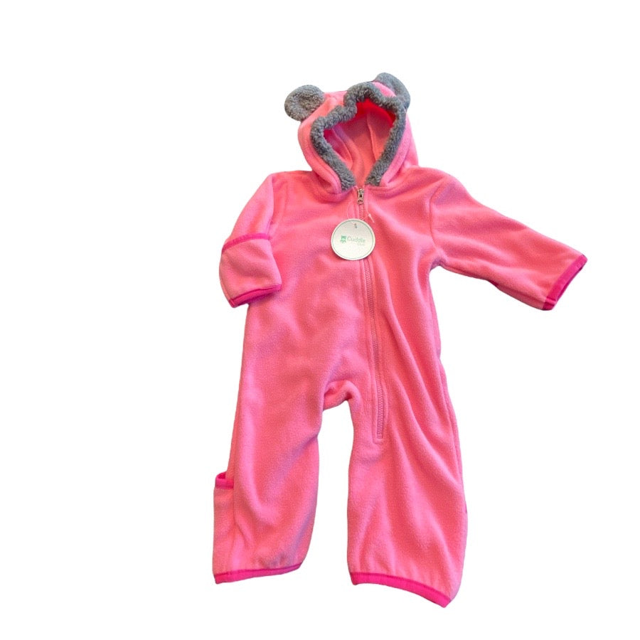 Pink Fleece Hooded Outfit 0-3M
