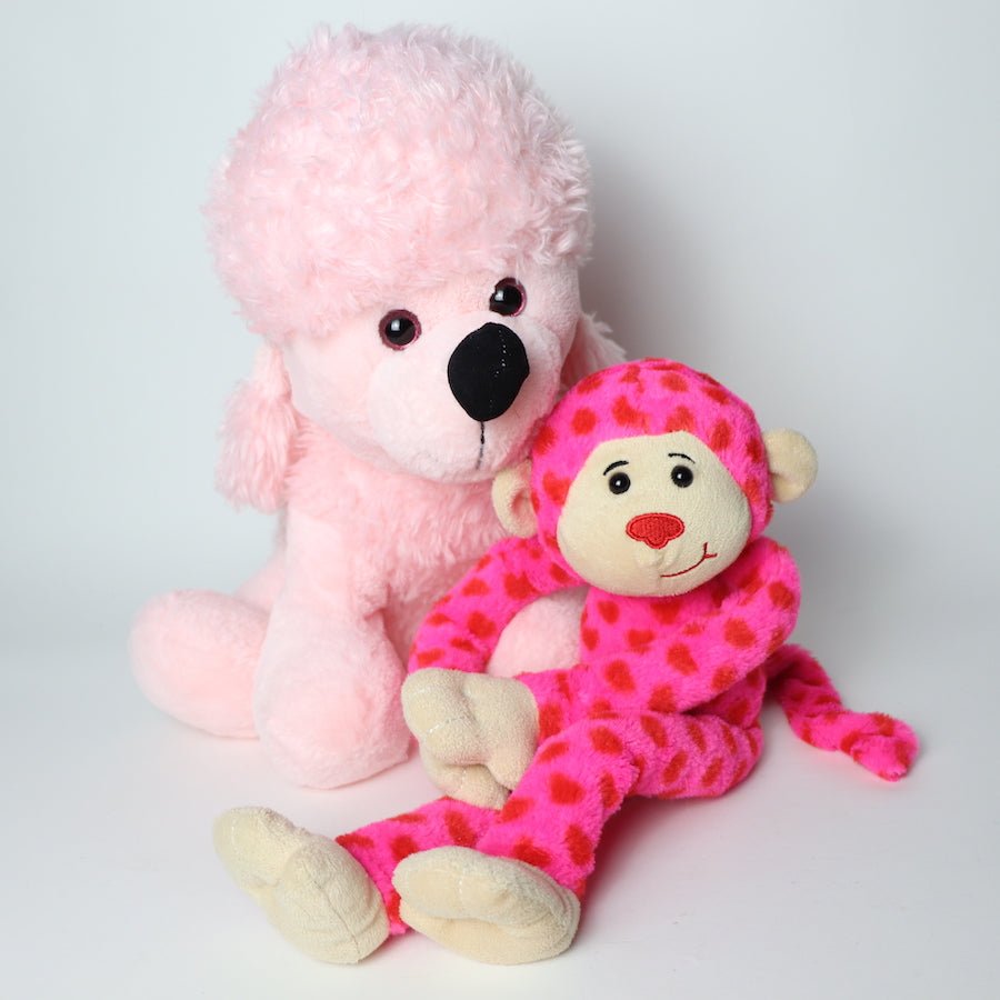 TOYCYCLE - Pink Poodle and Monkey Plush Pair