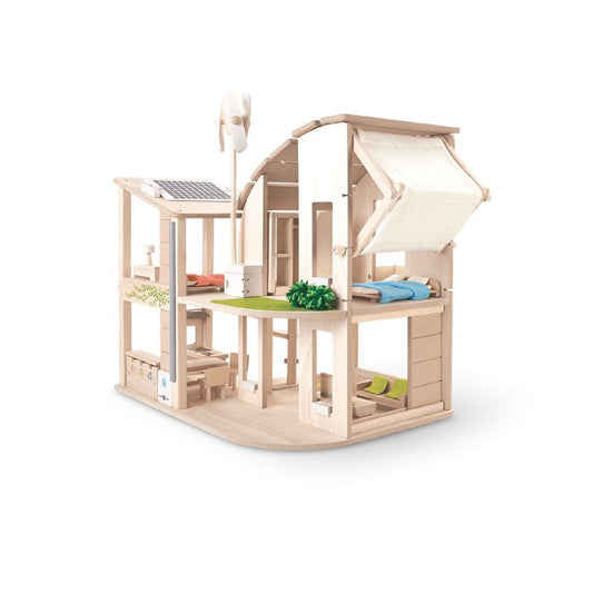 PlanToys USA - PlanToys Green Dollhouse With Furniture