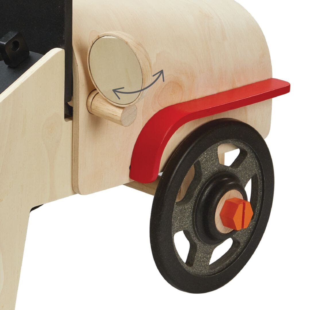 Side mirror on PlanToys Motor Mechanic car for 3 year olds and up