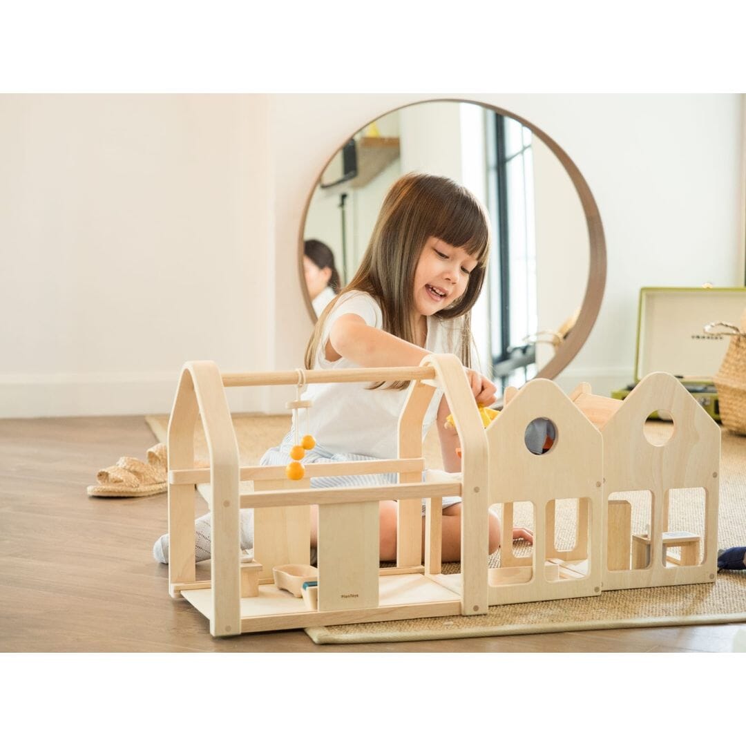 PlanToys Slide N Go Folding Dollhouse and Furniture