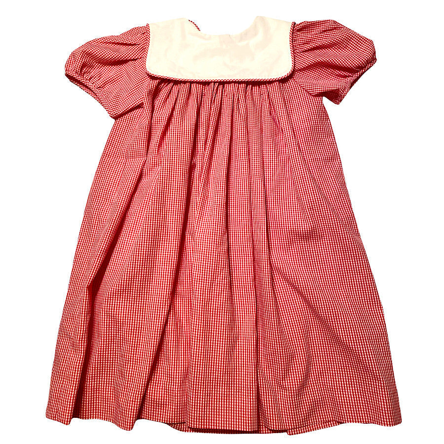 Red & White Check Collared Dress 24M