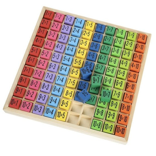 Robud - Robud 10X10 Multiplication Table - 100 Wooden Pieces and Tray
