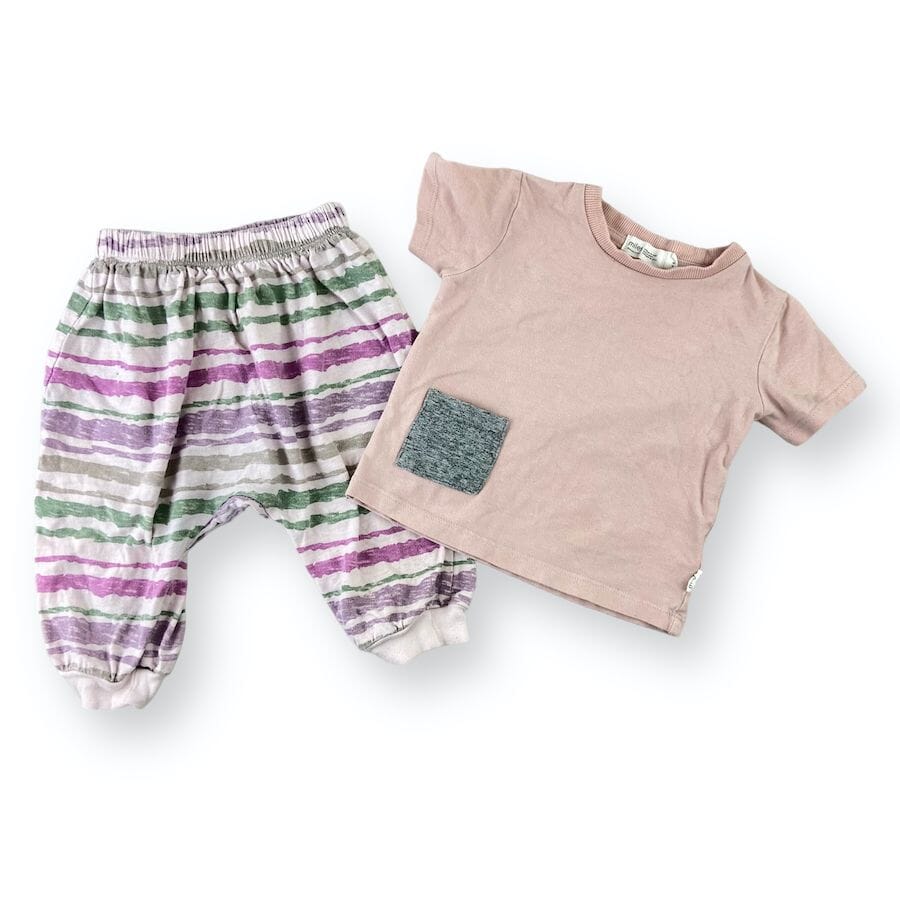 Mixed Brands - Soft Cotton Harem Pants with Tee 6 - 12M