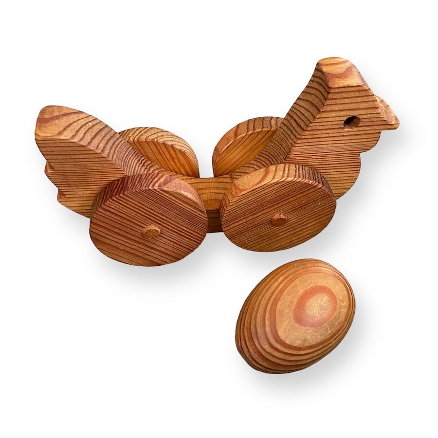Wooden Chicken Push Toy with Egg Toys