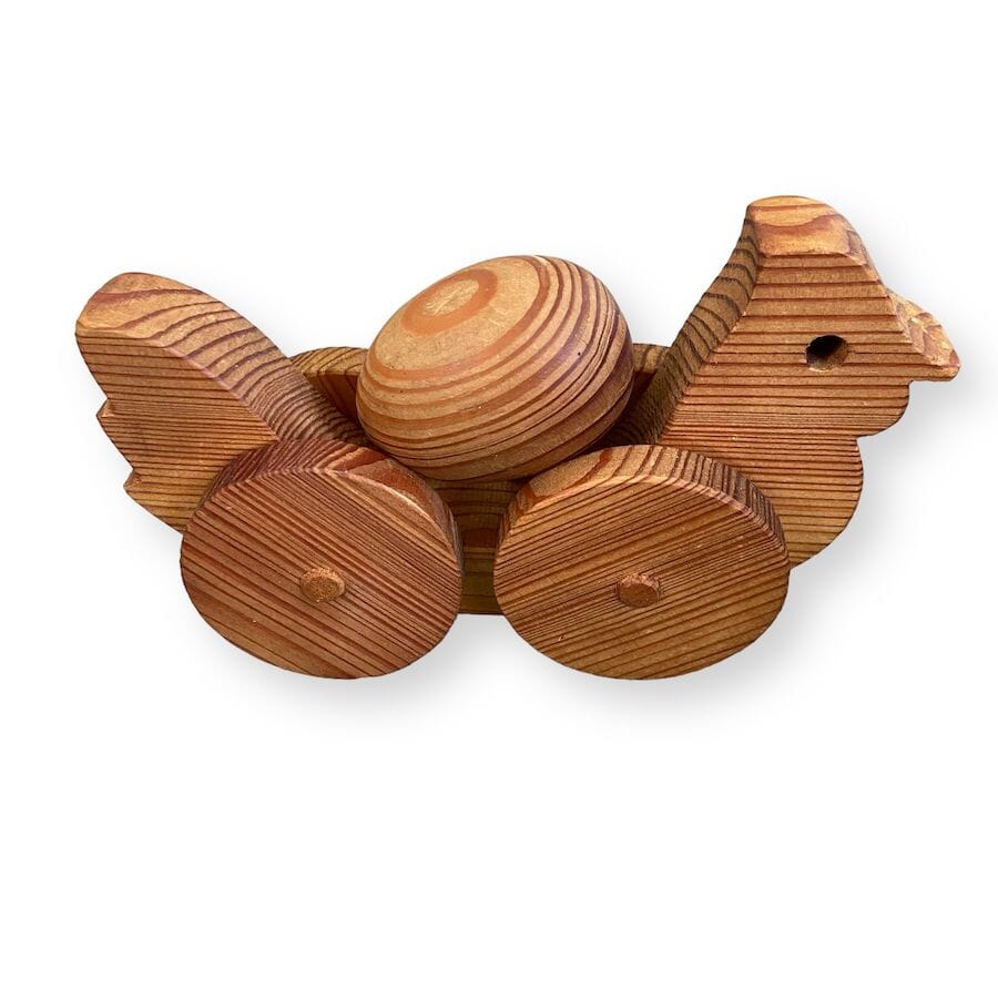 Wooden Chicken Push Toy with Egg Toys