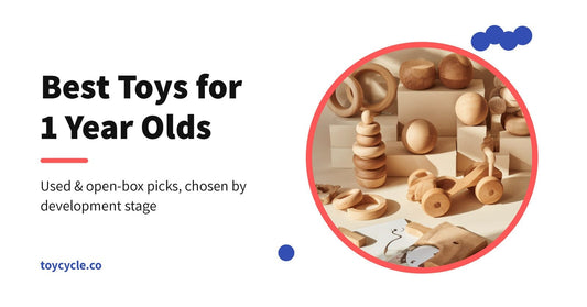Best toys for 1 year old — wooden stacking rings, pull-along toys and push toys, used and open-box at Toycycle