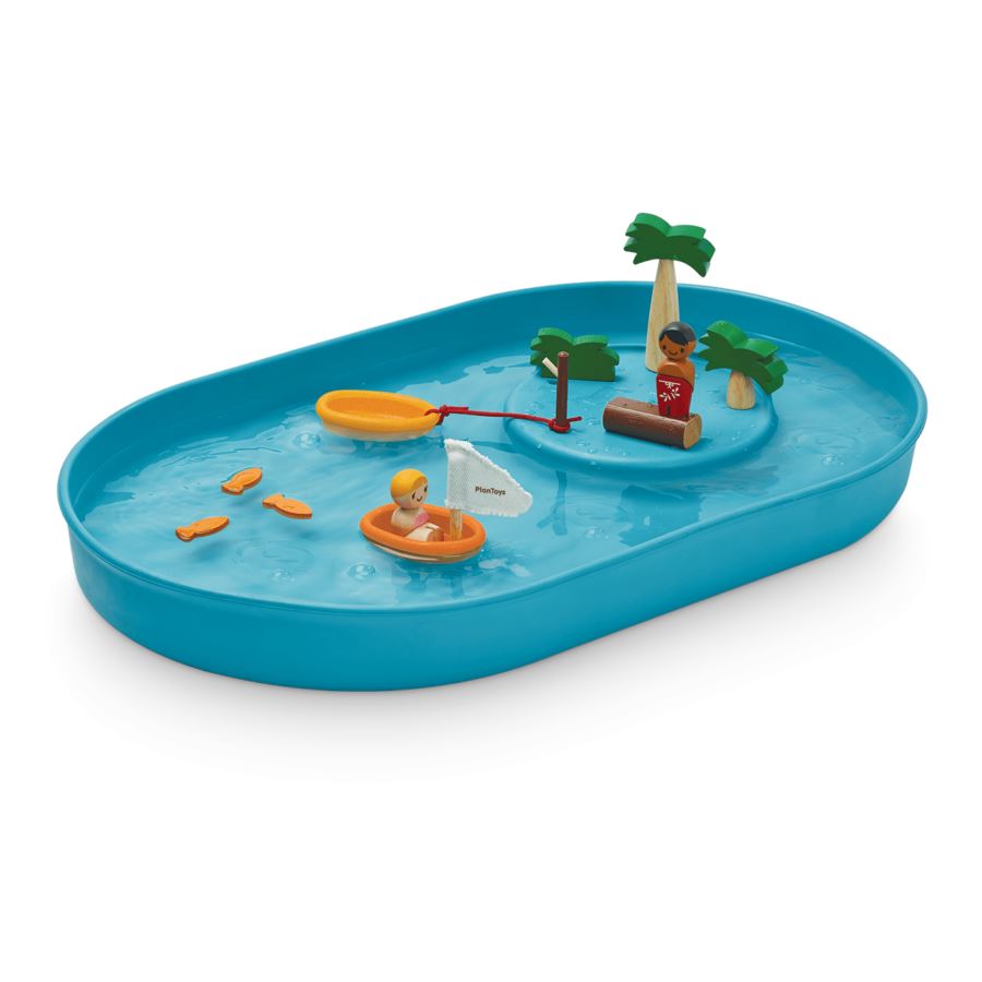 PlanToys Water Play set blue oval with water and play pieces and figures