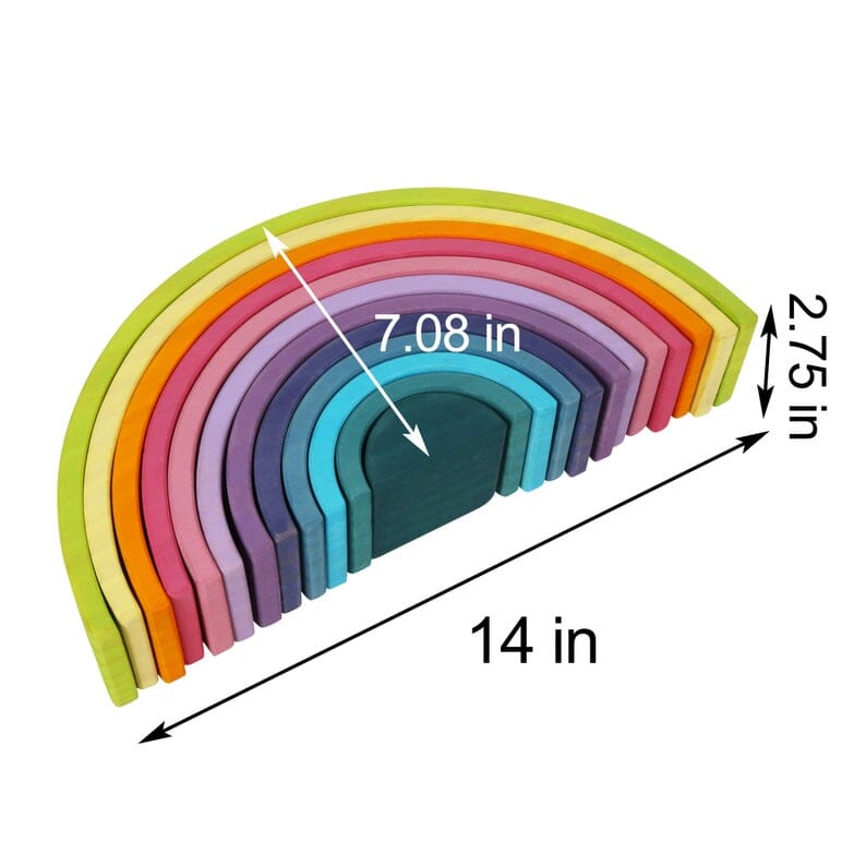 Green Elephant Home and Toys - 12 Pcs Large Wooden Rainbow Stacking Blocks in Pastel/Macaron Colors