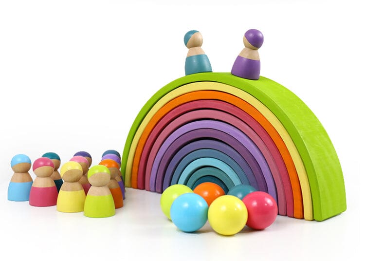 12 Pcs Large Wooden Rainbow Stacking Blocks in Pastel/Macaron Colors toys 