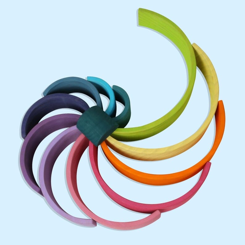 12 Pcs Large Wooden Rainbow Stacking Blocks in Pastel/Macaron Colors toys 