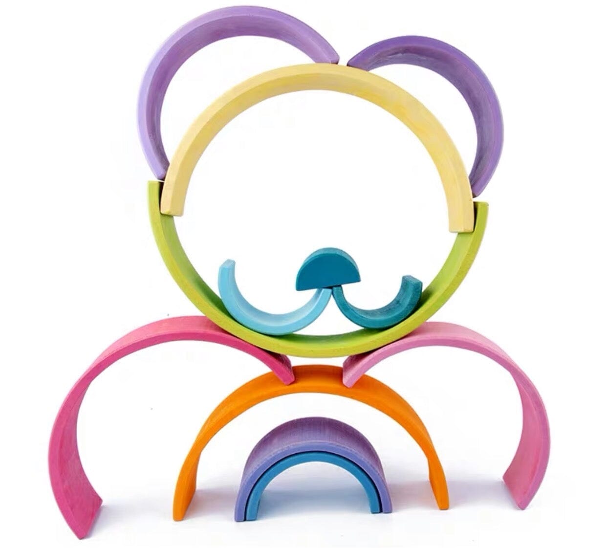 12 Pcs Large Wooden Rainbow Stacking Blocks in Pastel/Macaron Colors toys 