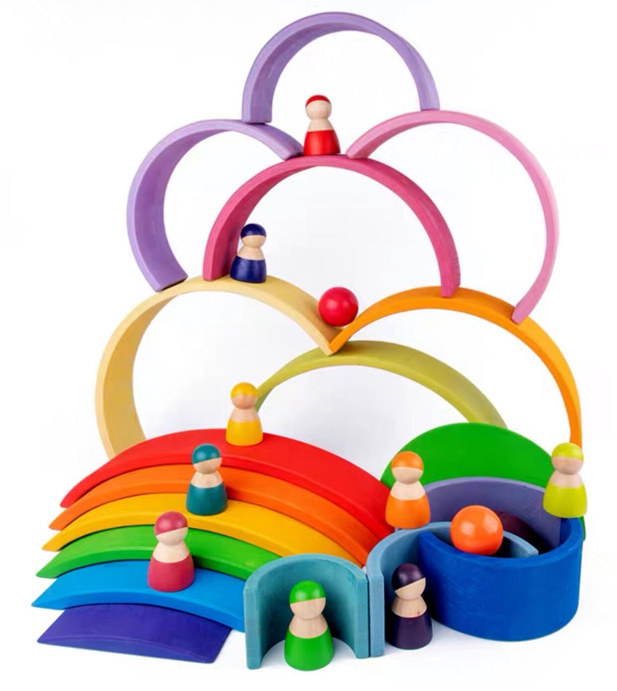 12 Pcs Large Wooden Rainbow Stacking Blocks in Pastel/Macaron Colors toys 