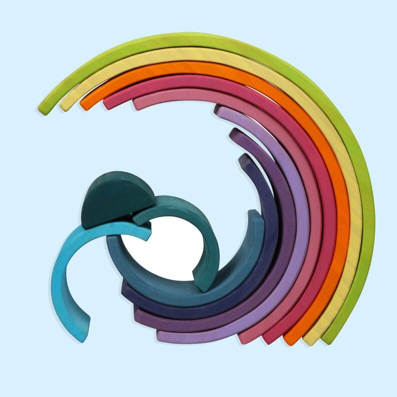 12 Pcs Large Wooden Rainbow Stacking Blocks in Pastel/Macaron Colors toys 