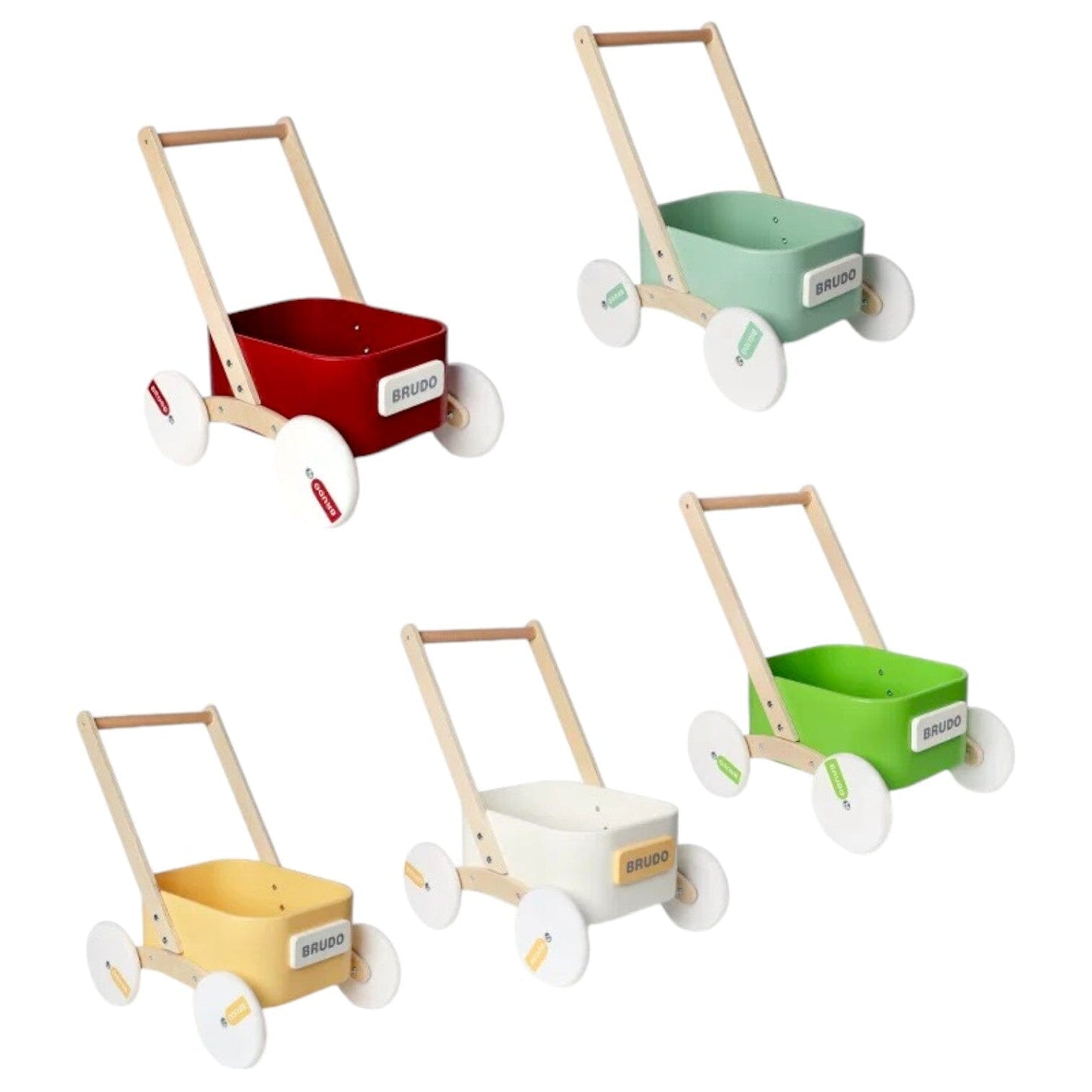 2-in-1 Wooden Toddler Learning Walker with Toy Storage Bin 