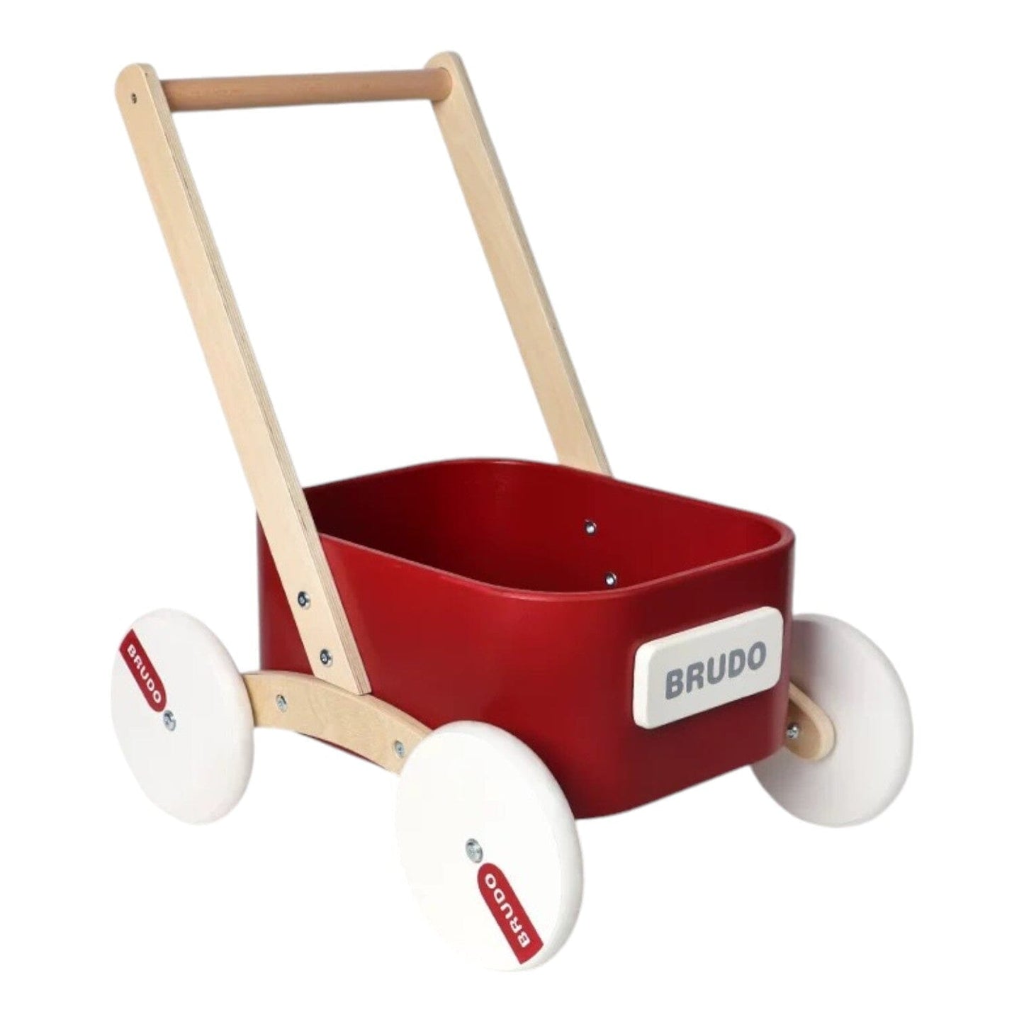 2-in-1 Wooden Toddler Learning Walker with Toy Storage Bin **Pre-order (Ships in 2-3 Weeks)**Dark Red 