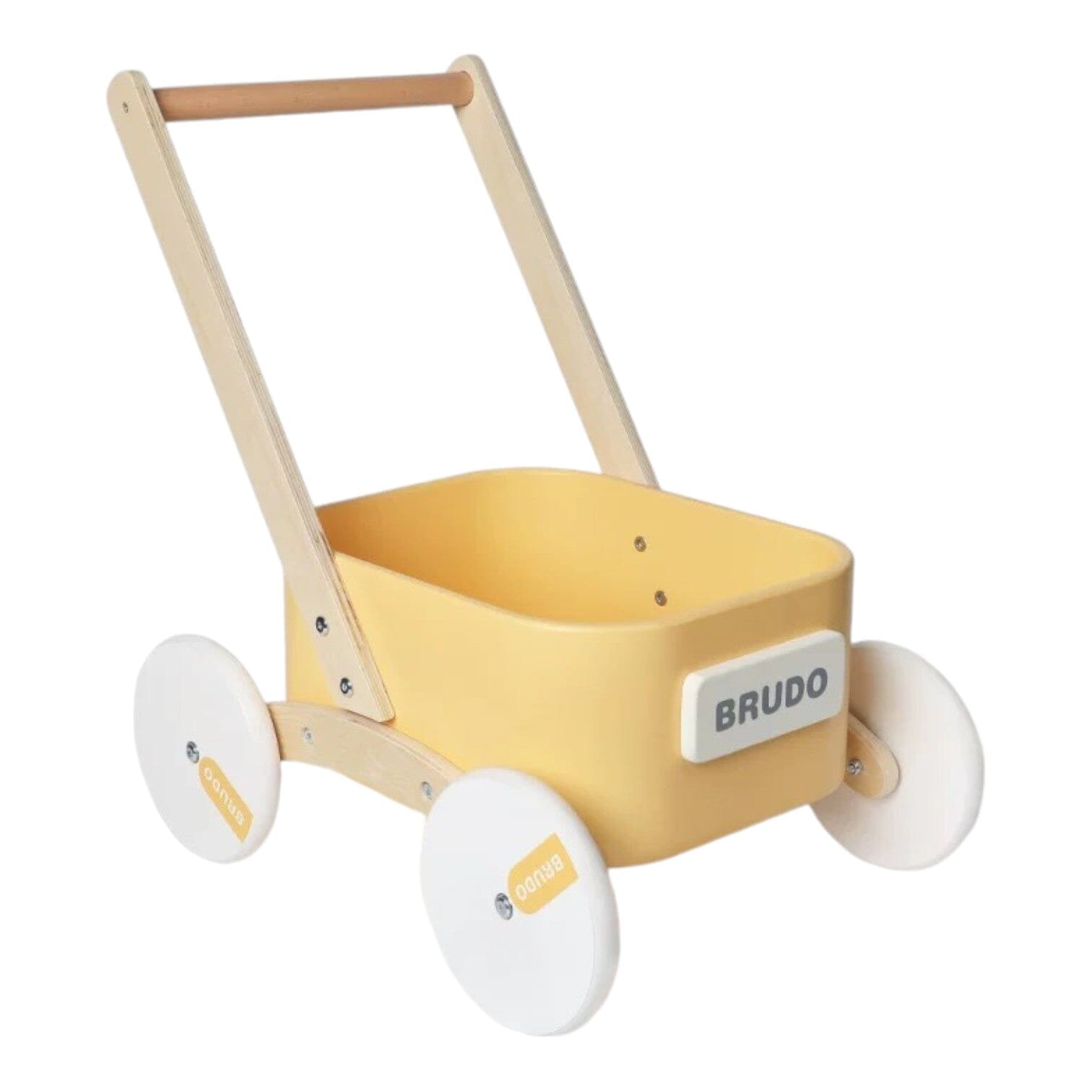 2-in-1 Wooden Toddler Learning Walker with Toy Storage Bin **Pre-order (Ships in 2-3 Weeks)**Pastel Yellow 