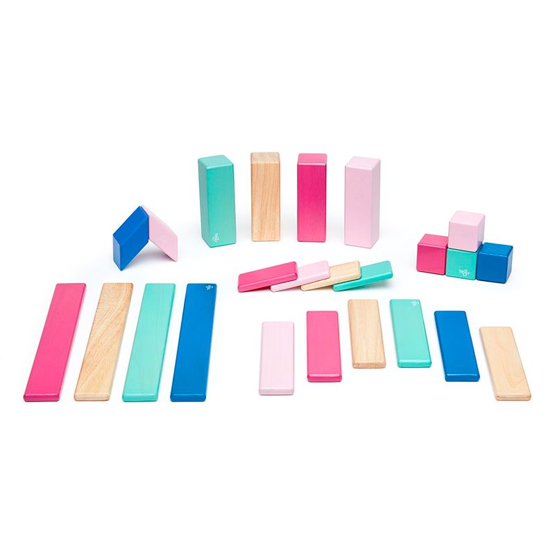 24-Piece Set <br>Magnetic Wooden Blocks <br>Tegu Classics Blossom 