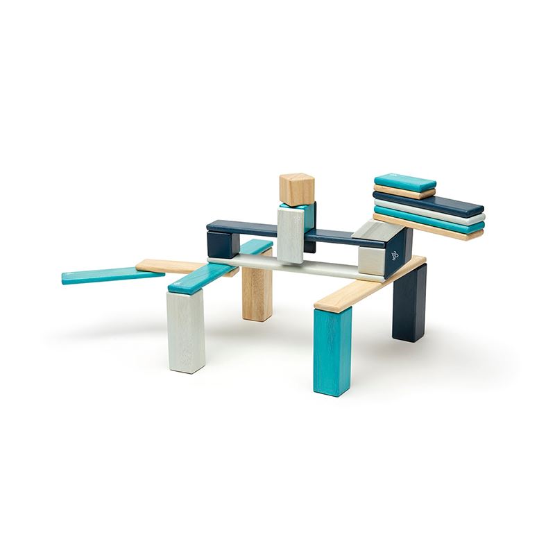 24-Piece Set <br>Magnetic Wooden Blocks <br>Tegu Classics Blues 