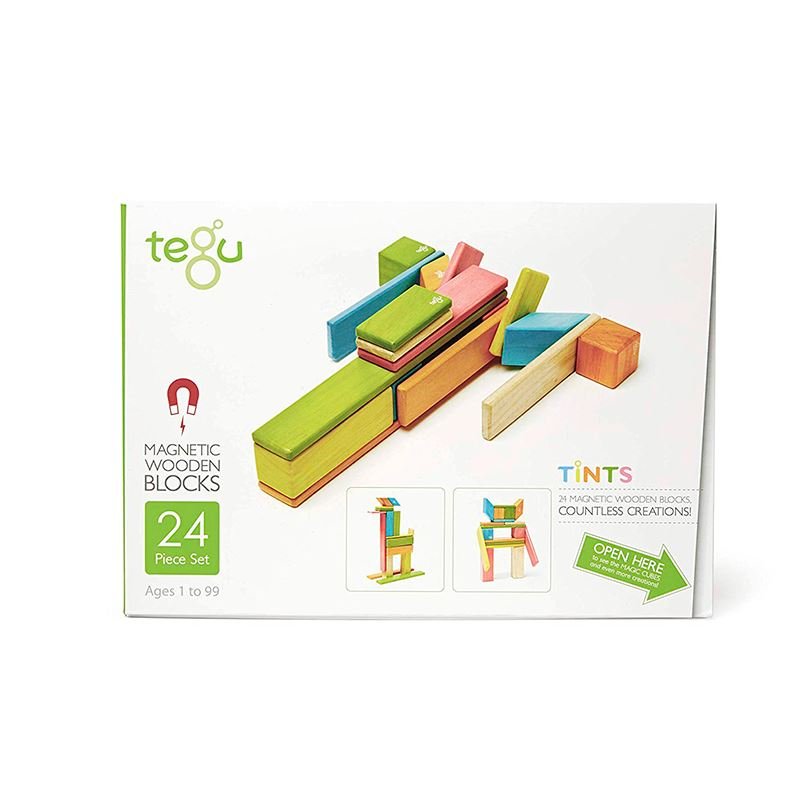 Tegu - 24 - Piece Set Magnetic Wooden Blocks Tegu Classics