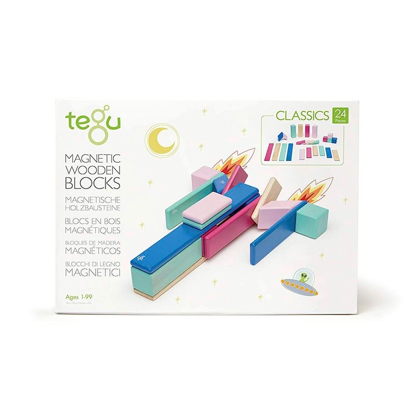 Tegu - 24 - Piece Set Magnetic Wooden Blocks Tegu Classics