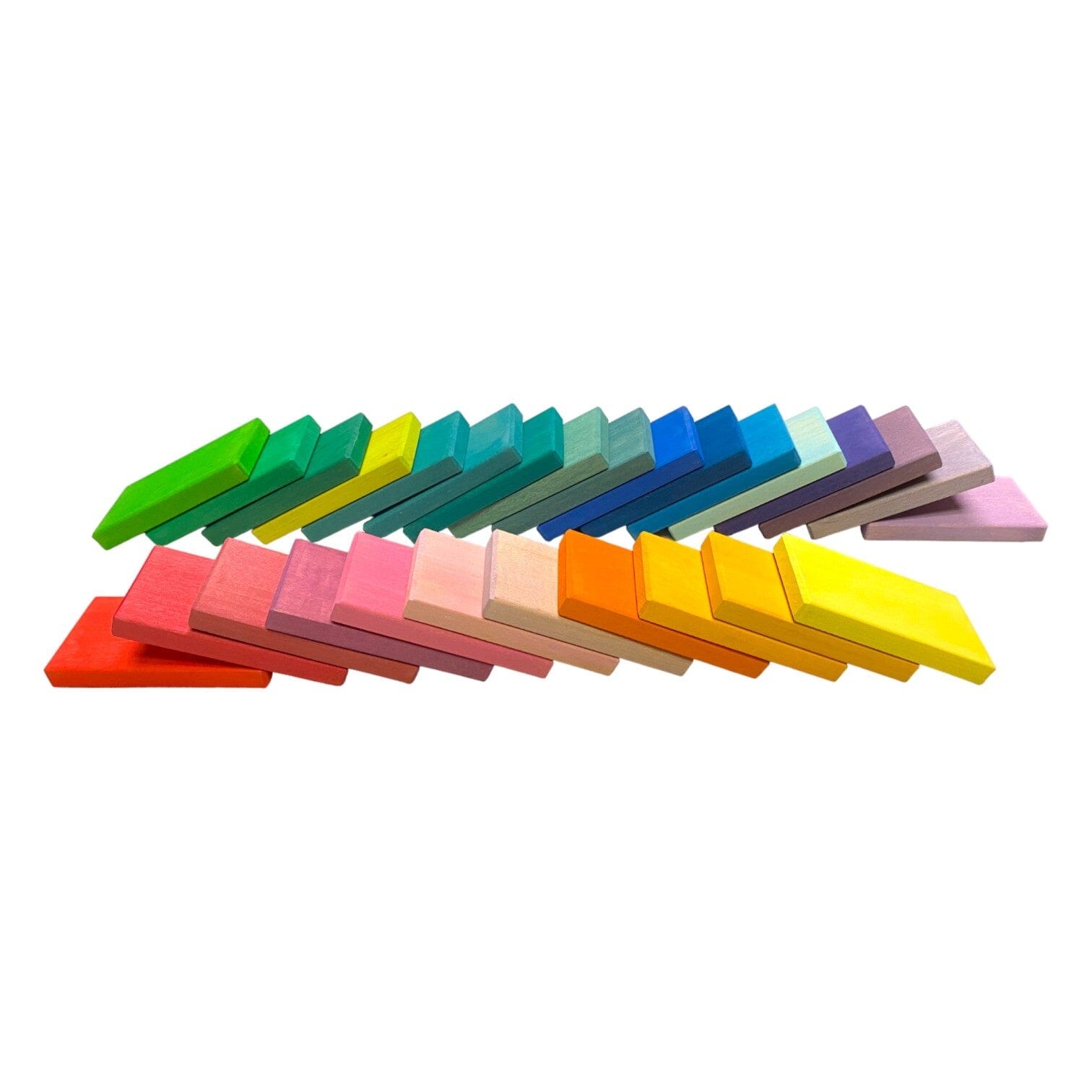 28 Pcs STAINED Wooden Rainbow Building Slats 