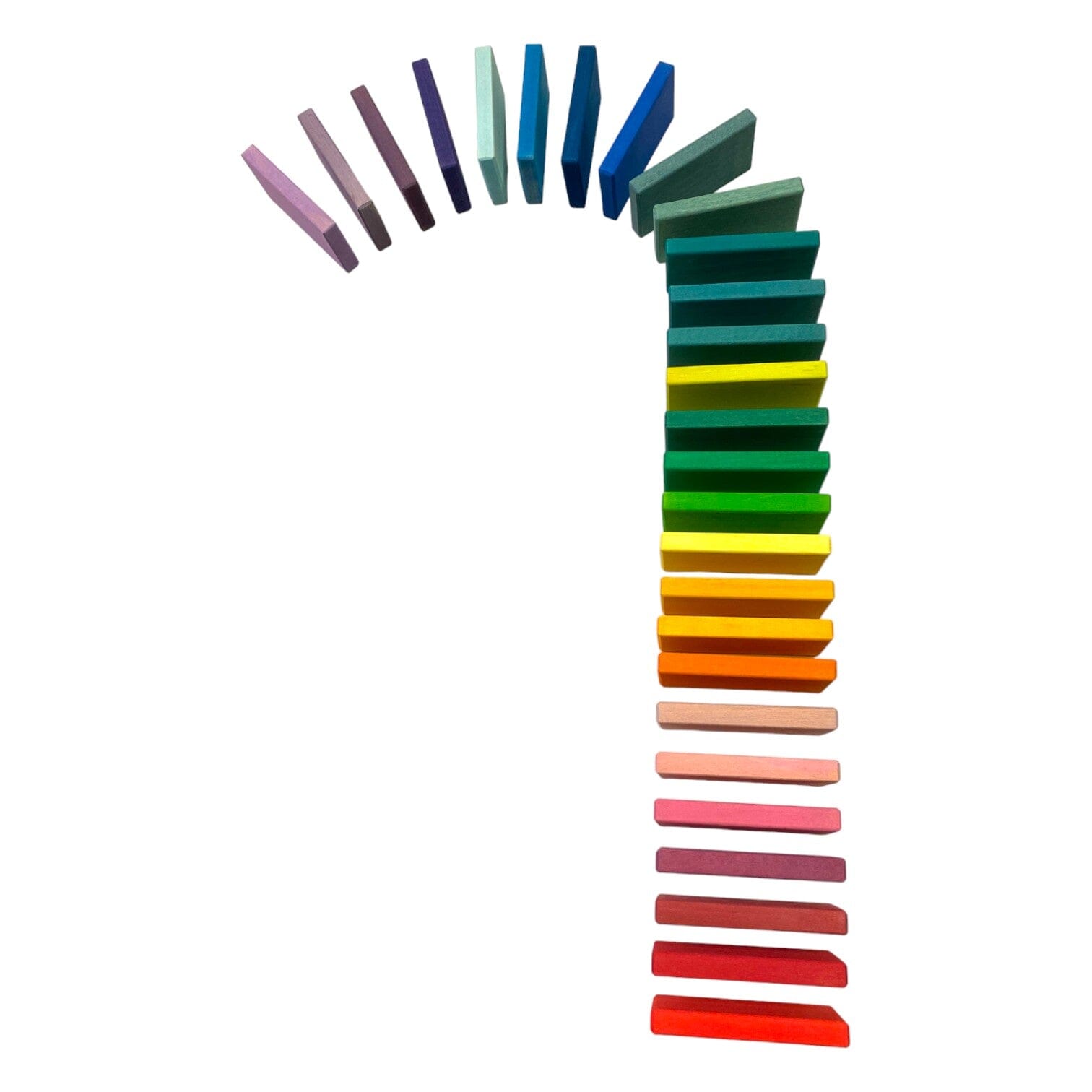 28 Pcs STAINED Wooden Rainbow Building Slats 