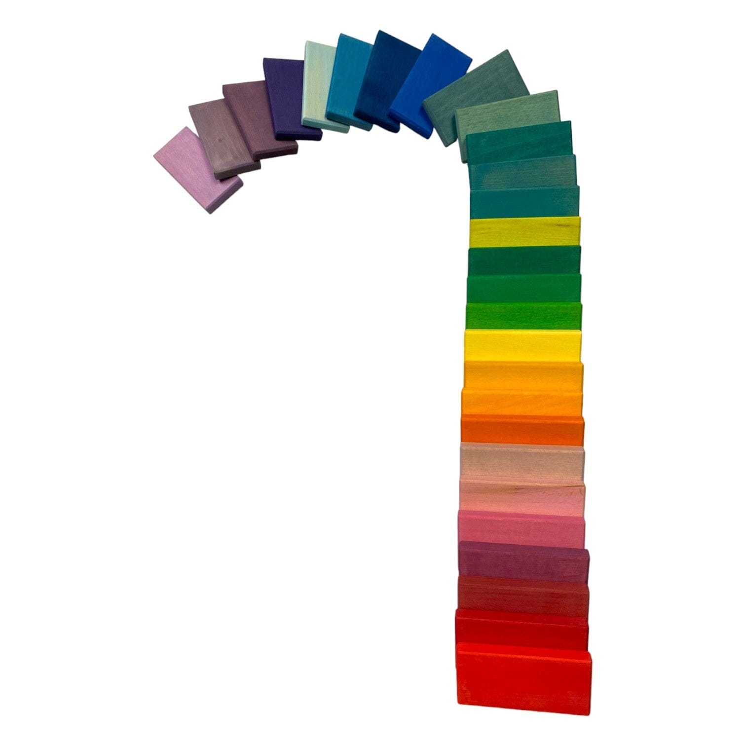 28 Pcs STAINED Wooden Rainbow Building Slats 