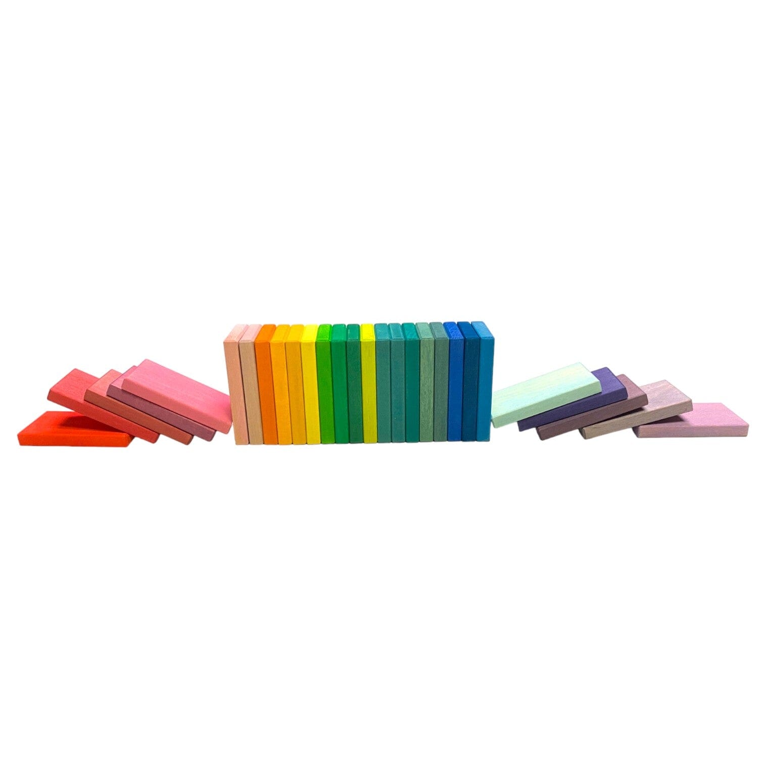 28 Pcs STAINED Wooden Rainbow Building Slats 