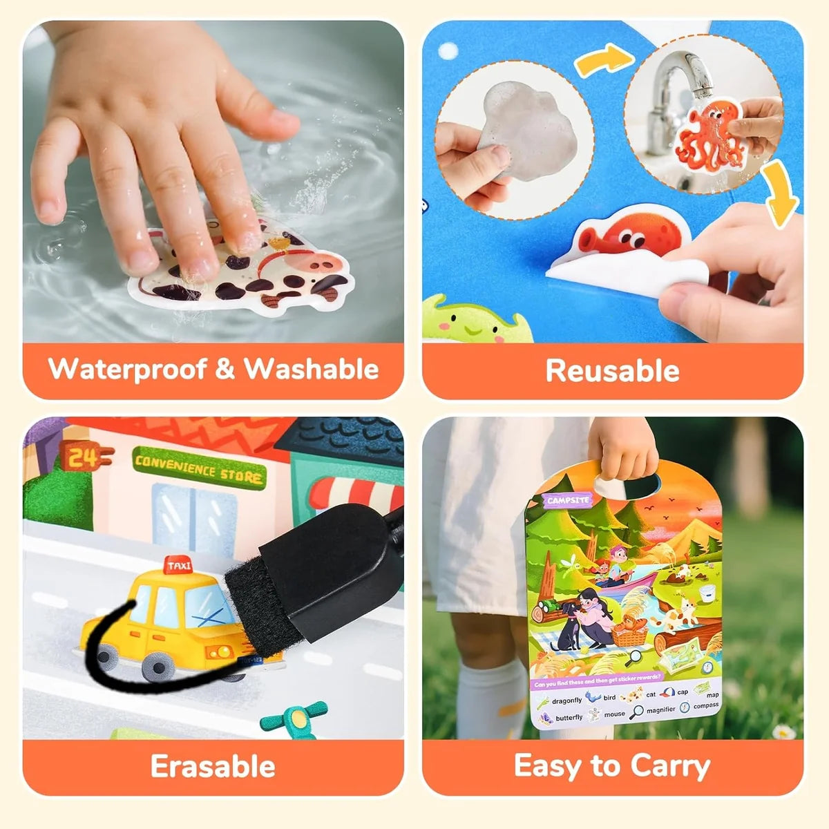 JoyCat   Reusable   Sticker   Search   &   Find   Mats   –   4-Pack