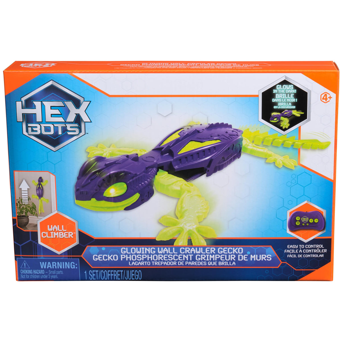 HEX BOTS Glow-in-the-Dark Wall Crawler Gecko Remote Control Toy