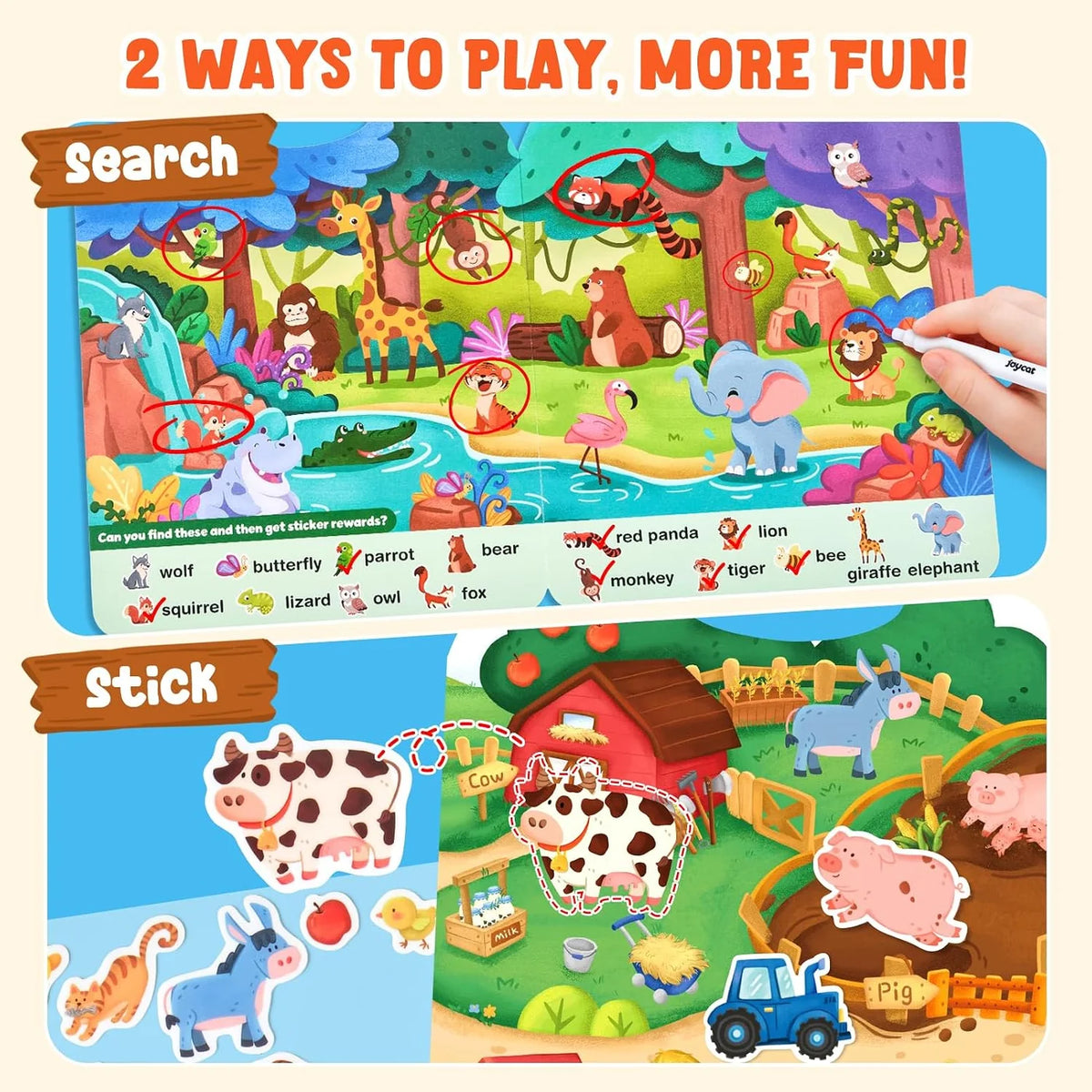 JoyCat   Reusable   Sticker   Search   &   Find   Mats   –   4-Pack