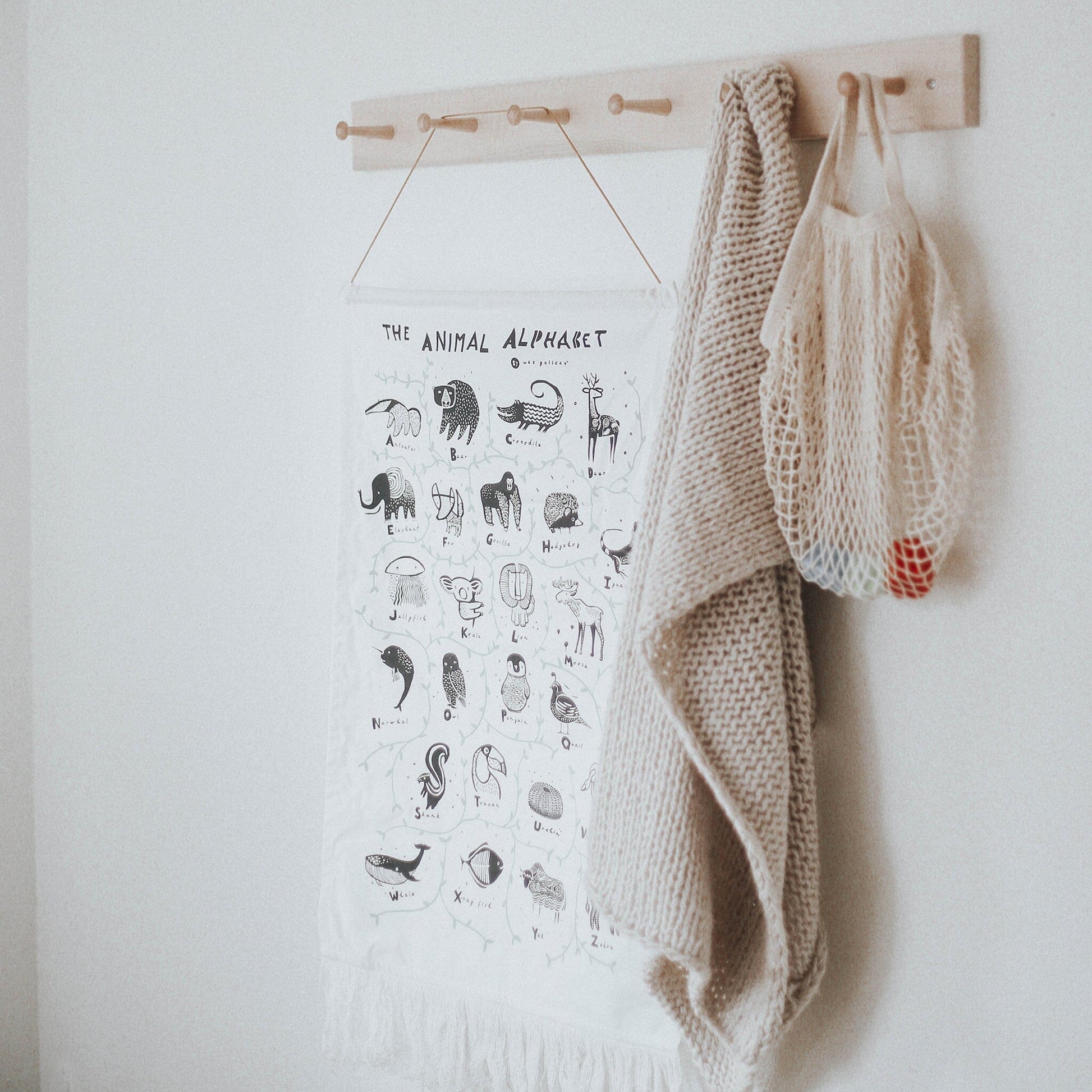 Animal Alphabet Printed Tapestry Decor 