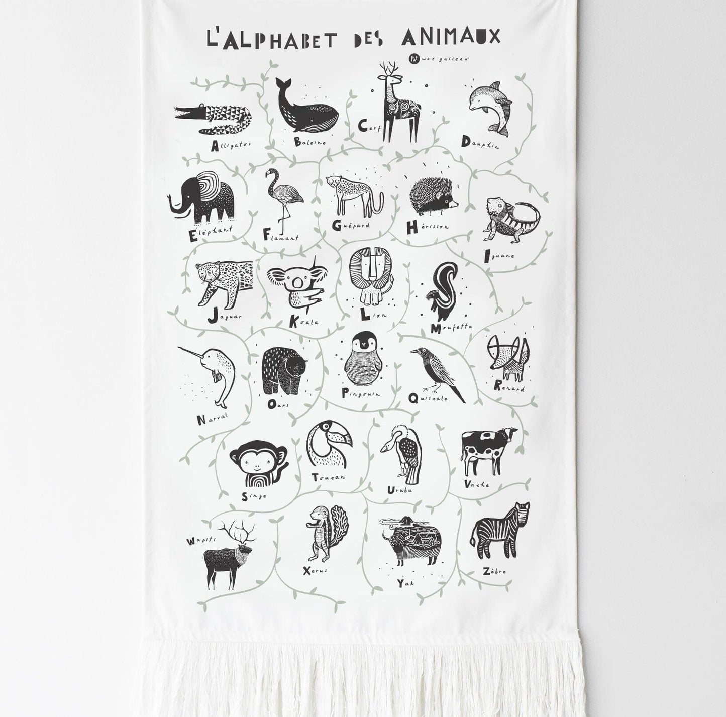 Wee Gallery - Animal Alphabet Tapestry - French Edition