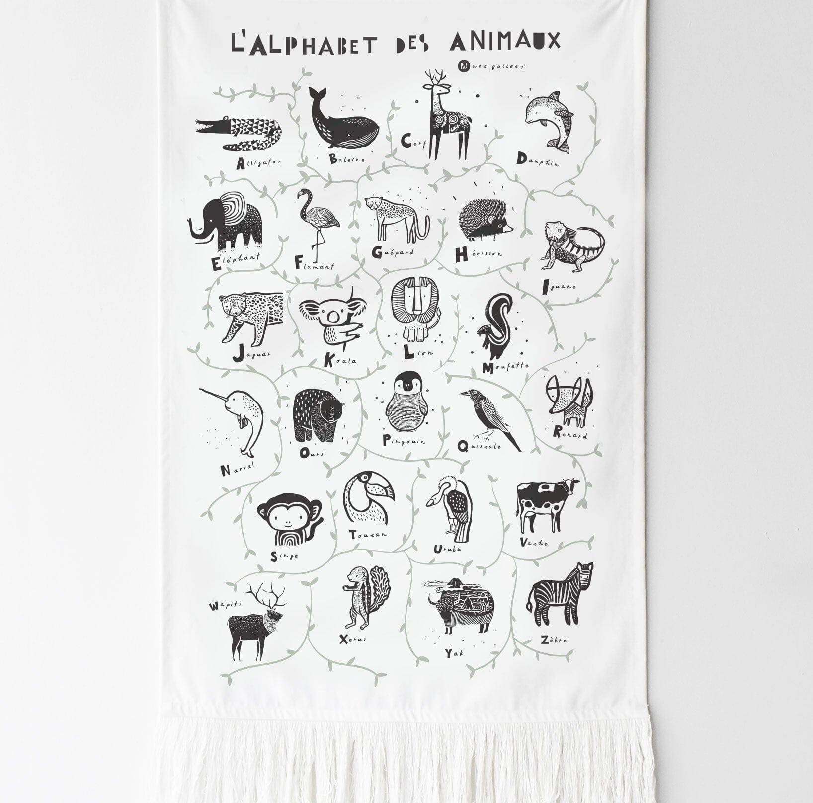 Animal Alphabet Tapestry - French Edition Decor 