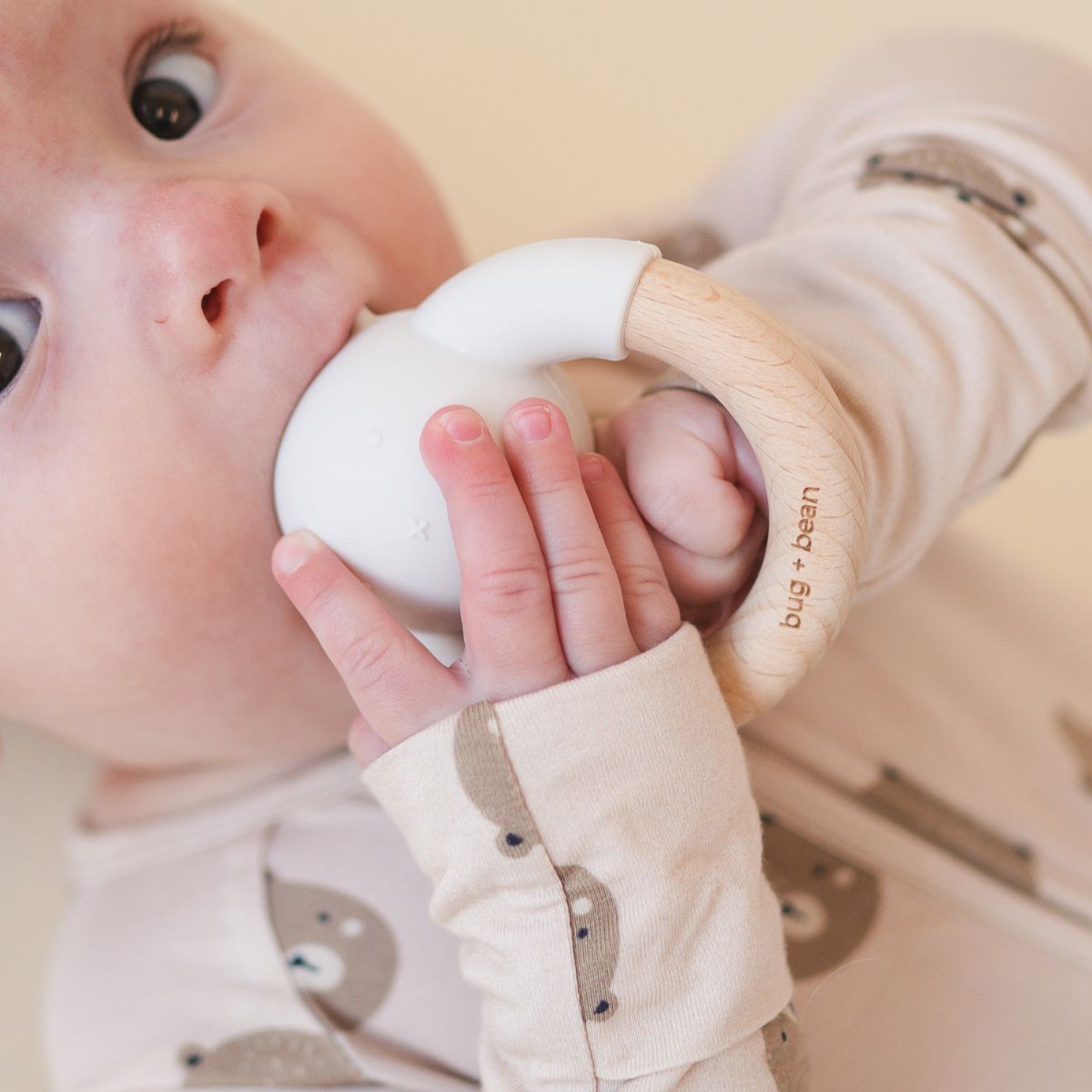 bug + bean kids - Baby Bear Teether Rattle Toy