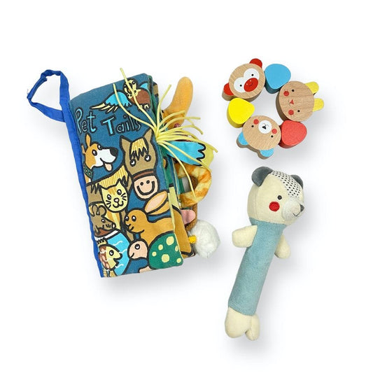 Baby Toy Bundle with Pet Tails Sensory Book Toys 