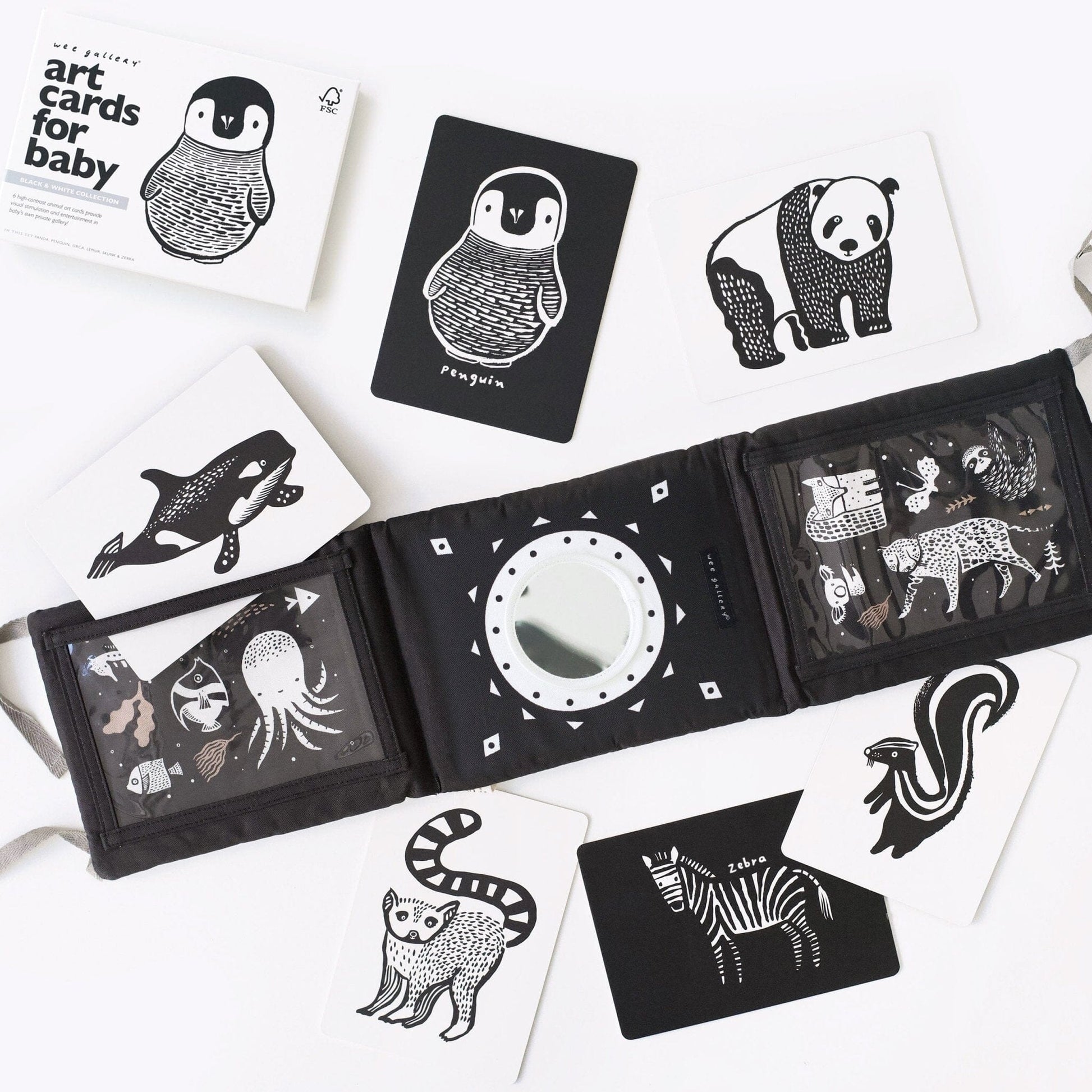 Baby Tummy Time Gallery with Mirror Bundle Gift Sets Black and White 