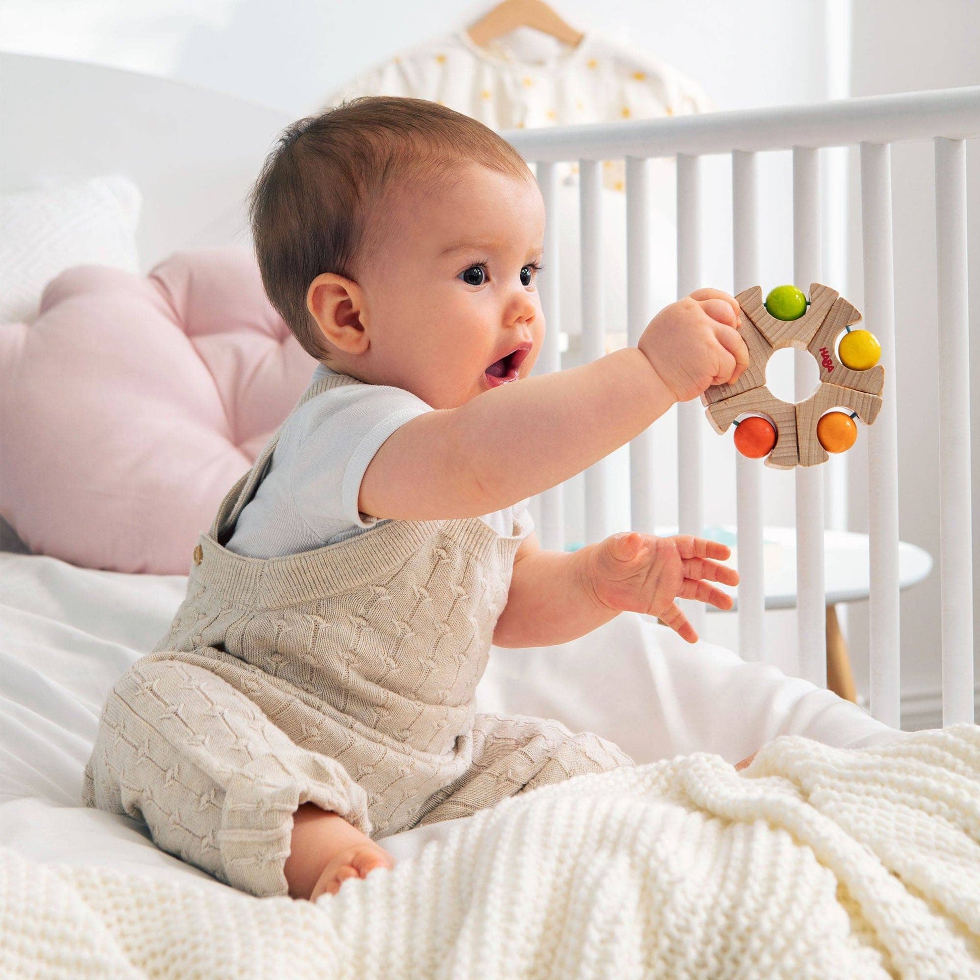 Ball Wheel Grasping Toy Wooden Baby 
