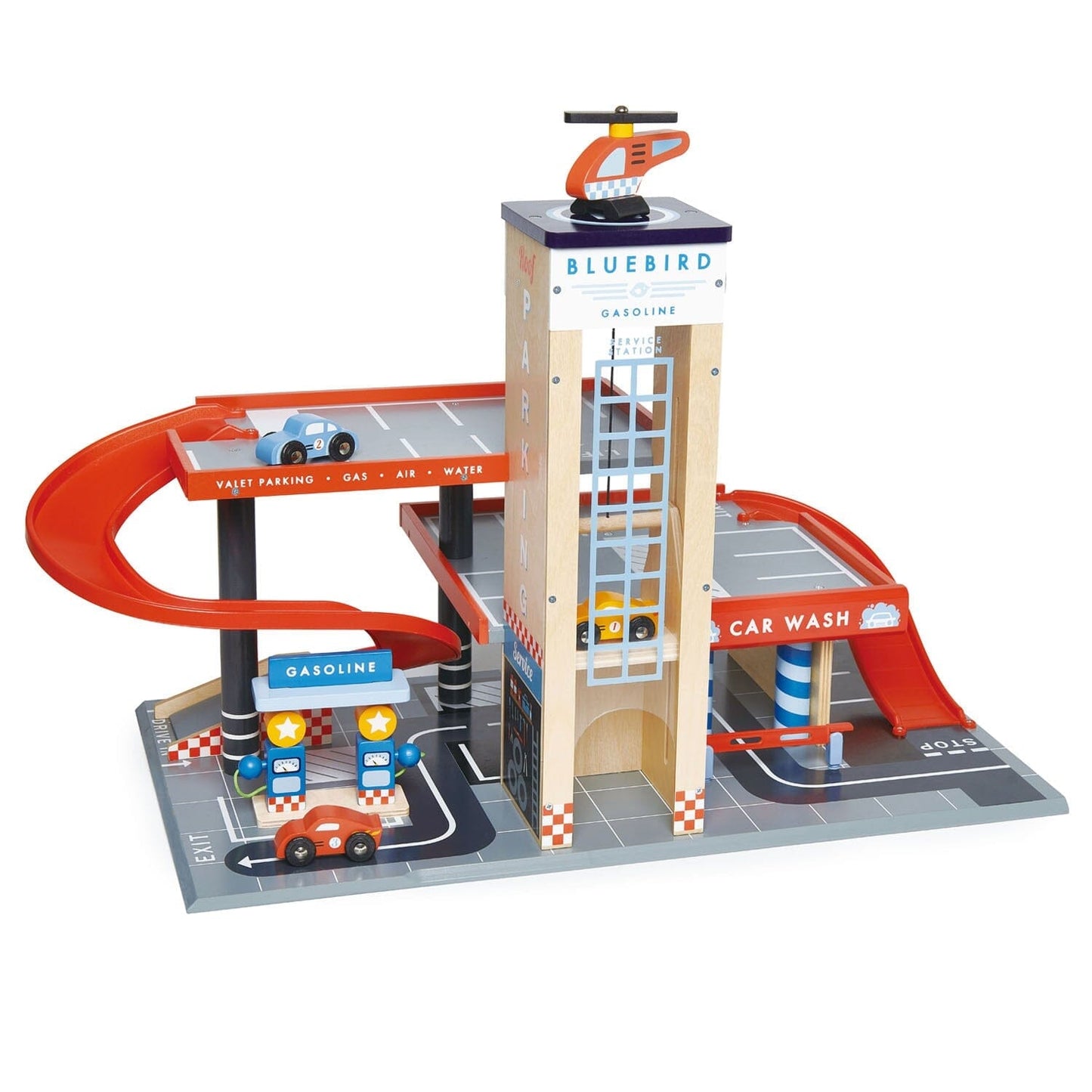 Blue Bird Toy Garage and Gas Station with cars